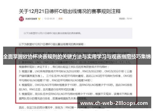 全面掌握欧协杯决赛规则的关键方法与实用学习与观赛指南技巧集锦 全面掌握欧协杯决赛规则的关键方法与实用学习与观赛指南技巧集锦
